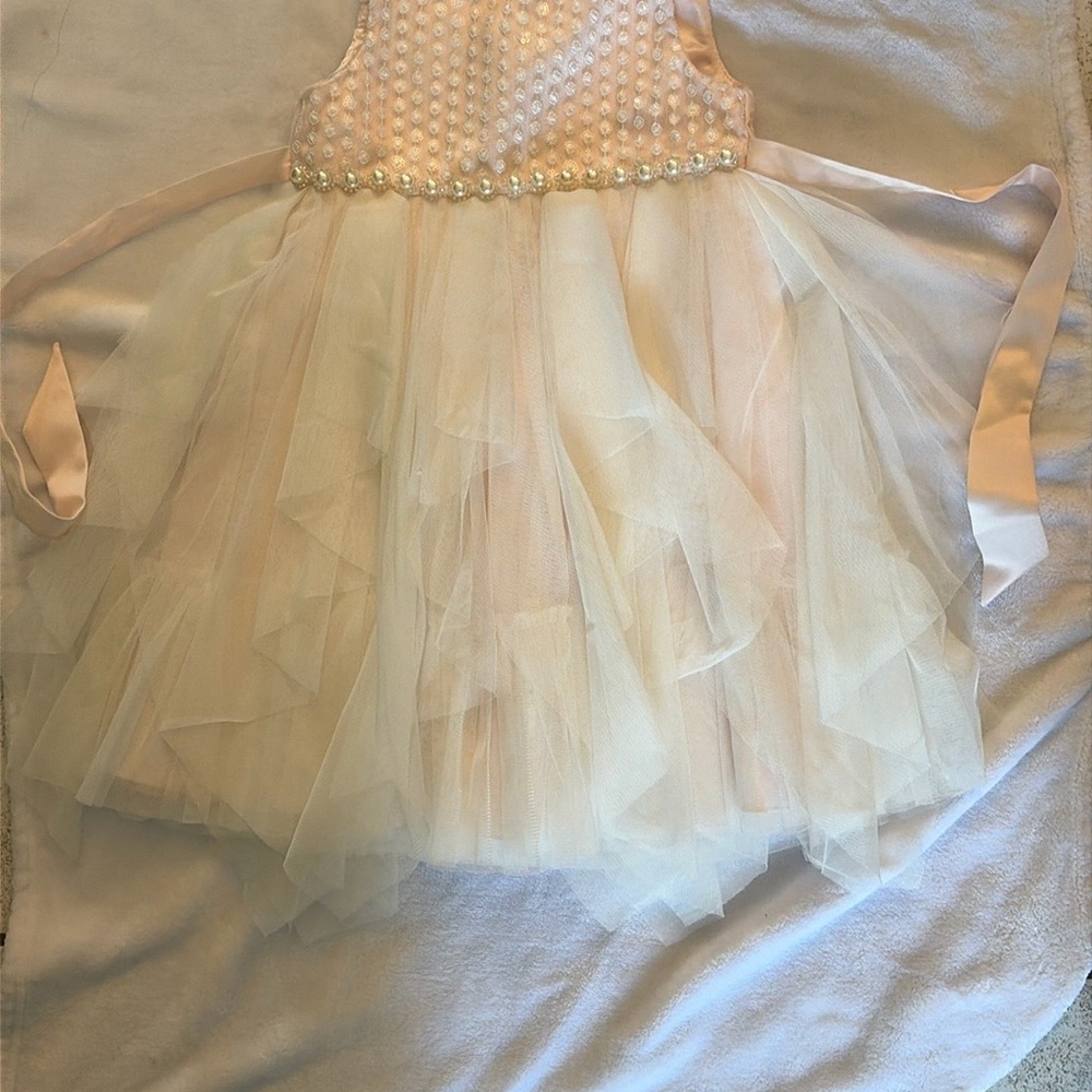 Pearl-Embellished Tulle Party Dress in Light Blush size 4T 3 for $20
